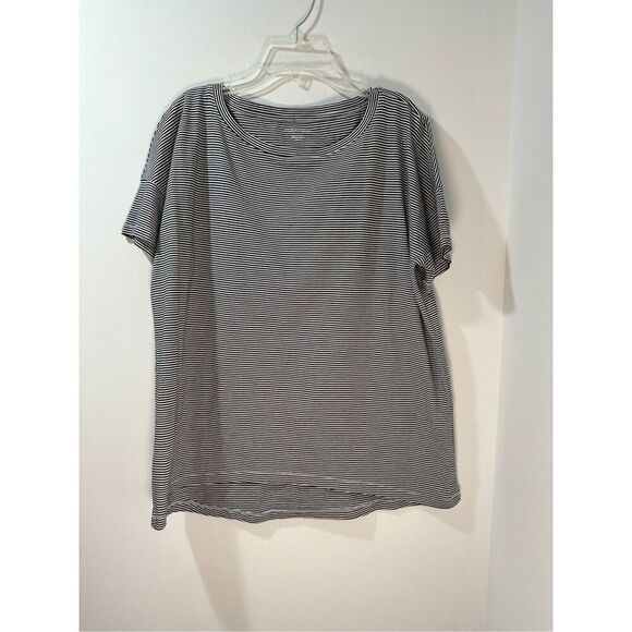 Eileen Fisher Organic cotton women’s black/white short sleeve top size XS #31-18 - Picture 1 of 6